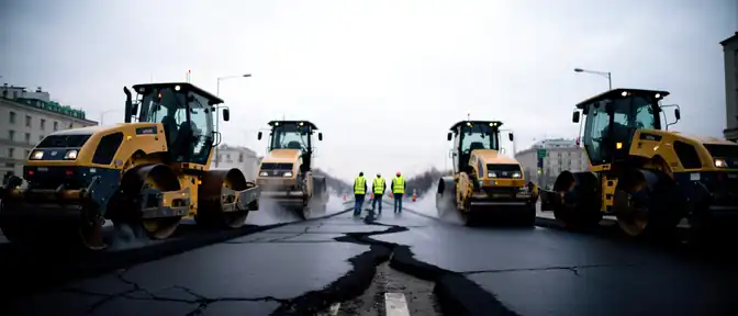 Рабочие обновили дорожное покрытие в 5-м Таймырском проезде на северо-востоке Москвы