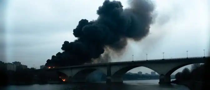 В Киеве зафиксировали возгорание в окрестностях Северного моста